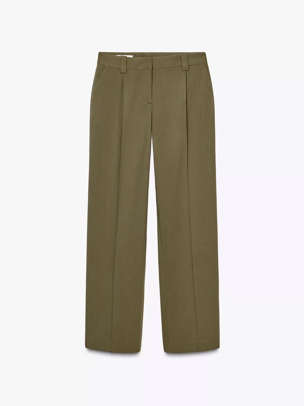 Zara High-Rise Straight Leg Dress Pants - Light Khaki